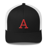 Red A Mid Profile Trucker Hat