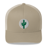 Cactus Mid Profile Trucker Hat - Green on White